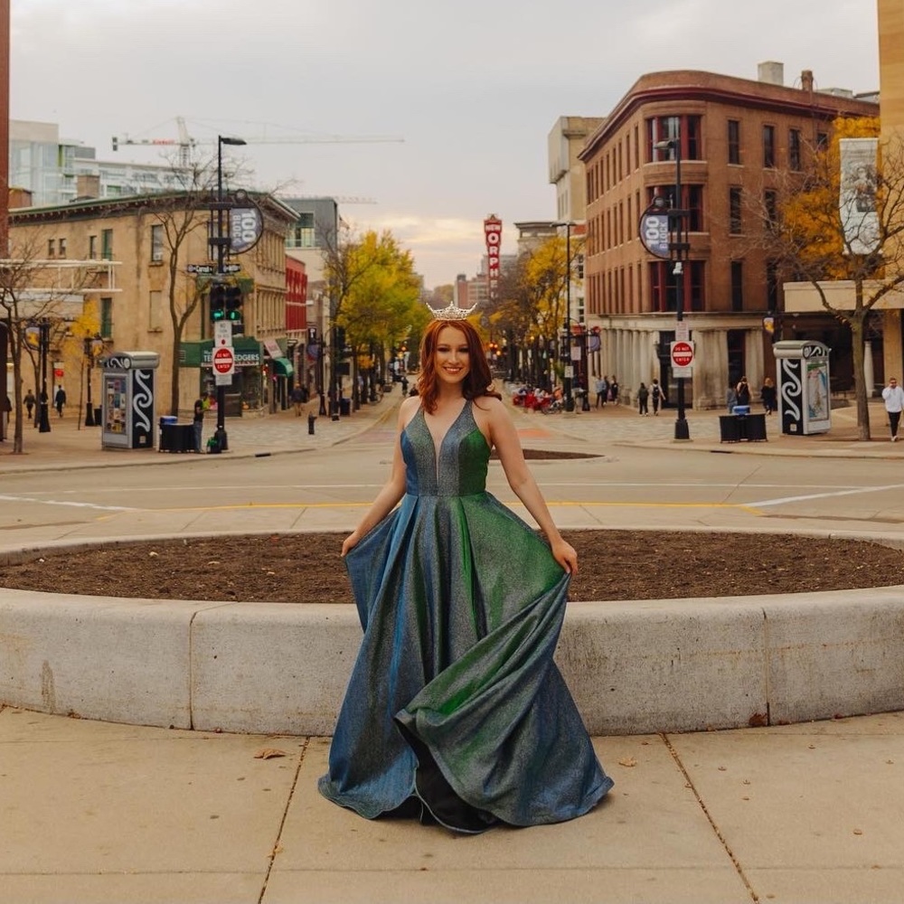 Jovani blue green prom/pageant gown